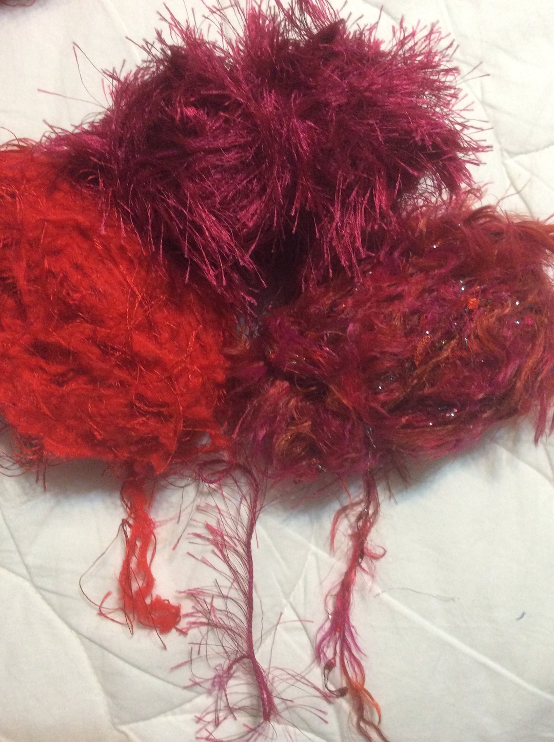 8 Ounces of Novelty Eyelash Yarn Reds Knitting Crochet Etsy