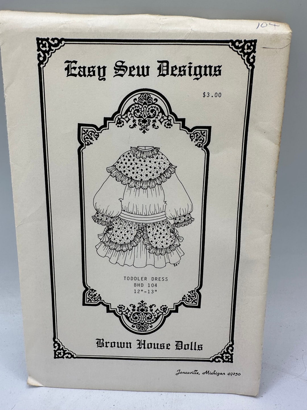 Brown House Doll Dress Sewing Pattern BHD 104 Toddler Dress Etsy