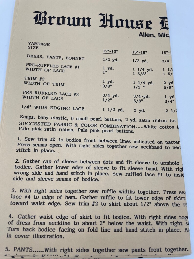 Brown House Dolls Baby Design sewing pattern 3 sizes available. image 6