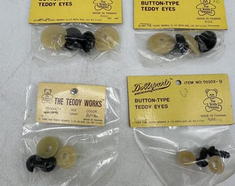 4 Pair New Old Stock Teddy Bear Eyes by The Teddy works