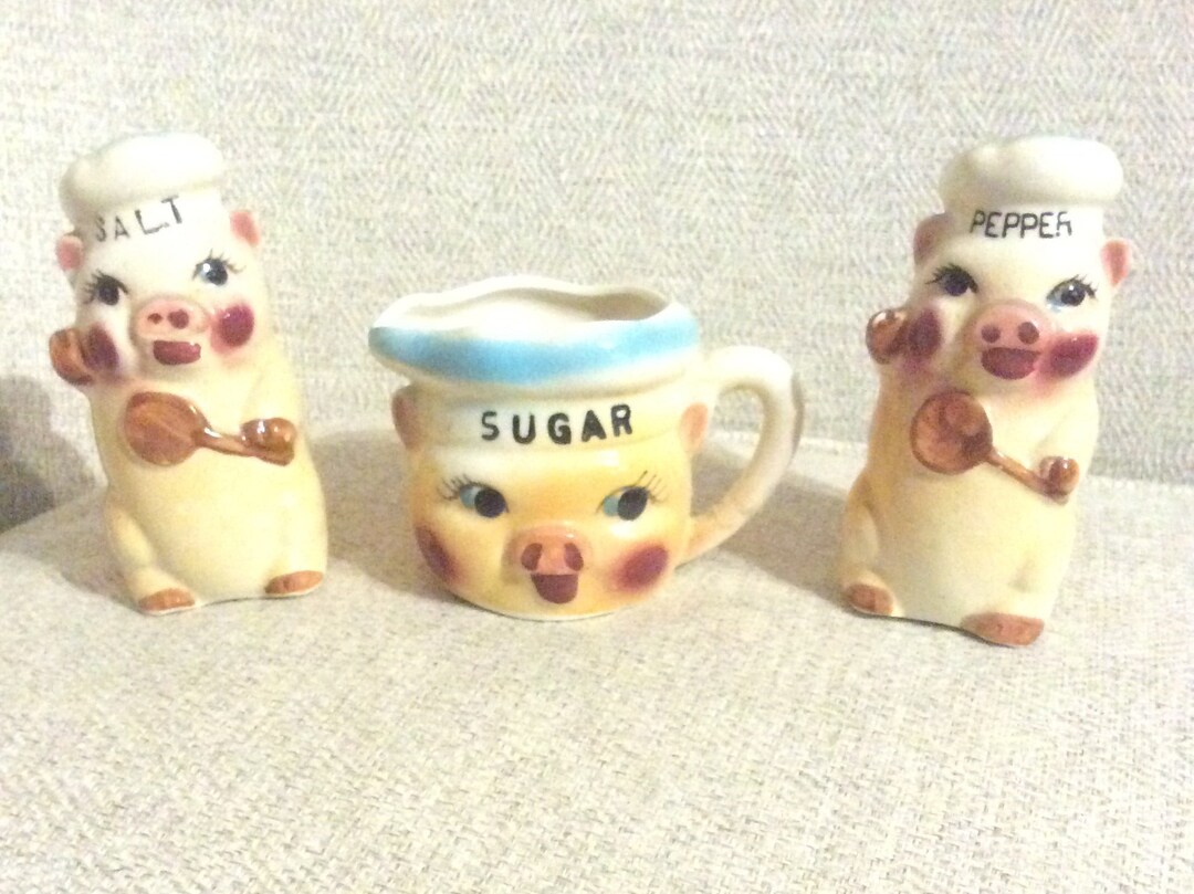 Vintage Japan 3 Piece Salt & Pepper Sugar Set Pig Chefs Etsy
