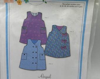 new Bonnie Blue Abigail Jumper & Dress Sewing Pattern size 6 mos to 3 years.