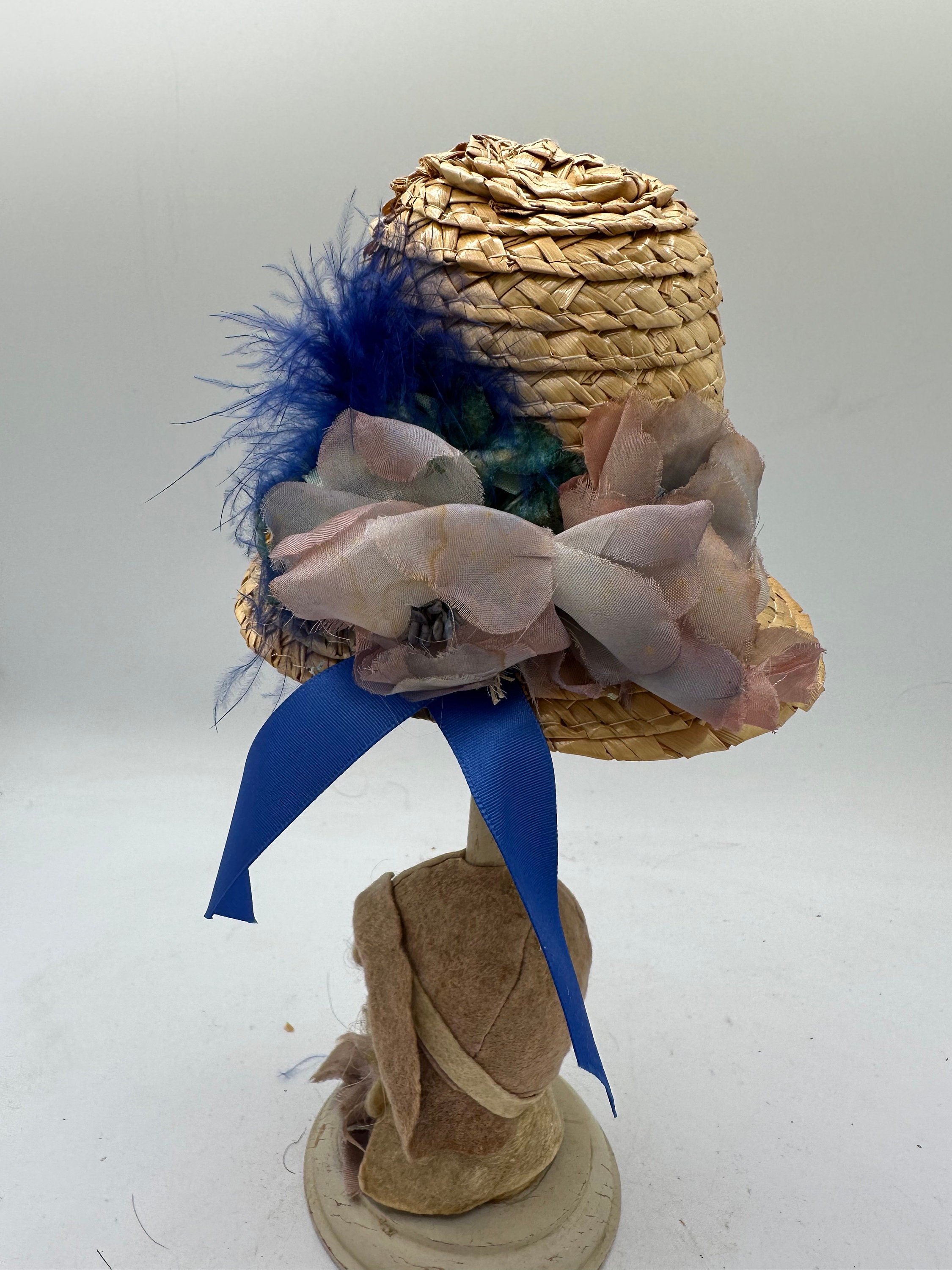 Vintage 1960s Bucket Straw Woven Hat with Bow Similar Items to 1960s Black Straw Bucket Hat, Large Silk  main image 2