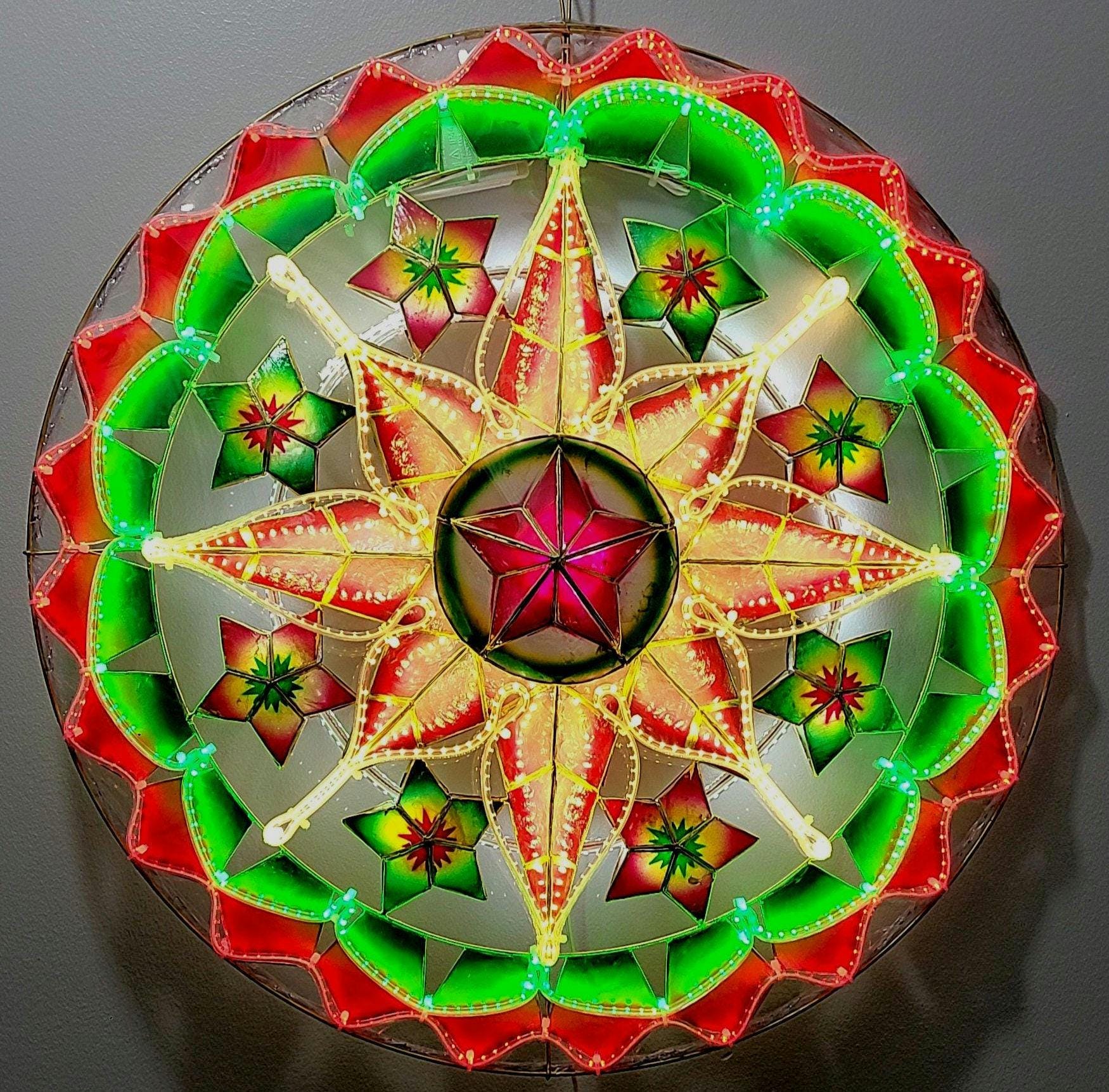 Lantern Philippine Parol Tala 19 Pouces - Coquillage Capiz, Lumières RGB, Noël, Neuf