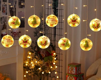 Christmas Flat Ball  with remote (2 Sets)  Garland String Lights Decoration Holiday Lighting