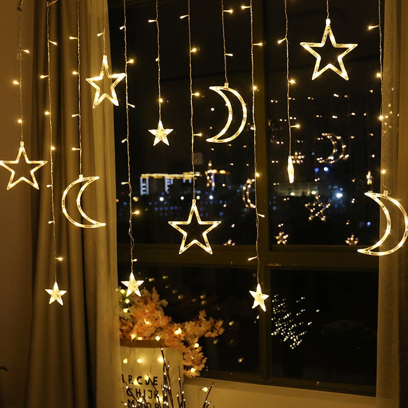 MagandangParol Star Moon Curtain String Lights