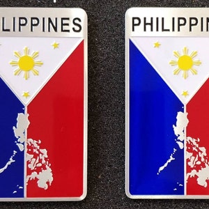 Philippines Flag Car Sticker: Aluminum Alloy Emblem (2 Pieces)
