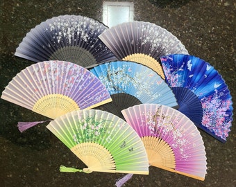 Silk Hand Fan Bamboo FREE SHIPPING. 2 fans per bundle