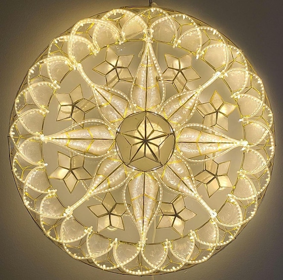 Capiz Shell Star Lantern: 100% LED Parol Tala White 1