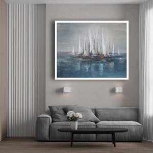 Pintura abstracta de paisaje marino, arte de decoración de pared, pintura elegante de lienzo de arte texturizado, textura original 3d pintura decorativa moderna acrílica imagen 10