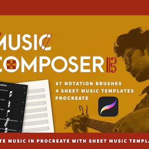 Music Composer | Procreate Notation Stamper Brushes with Sheet Music Templates