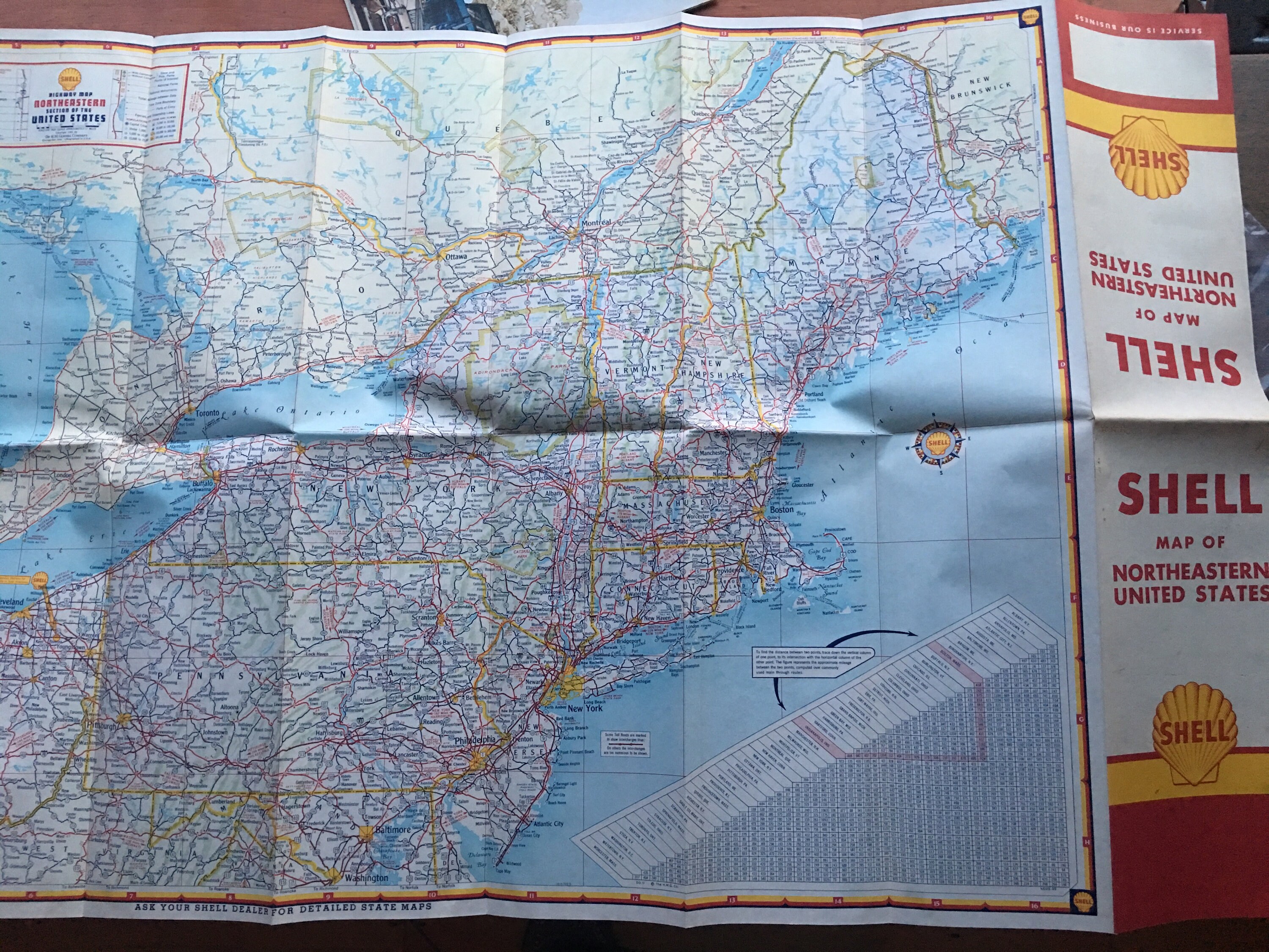 Vintage Shell Oil Map NOS USA Map Vintage New England Map ...