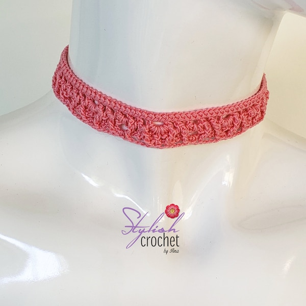 Pink Crochet Choker Necklace Handmade Lace Boho choker. This unique crochet item is the perfect gift idea for someone special. Ready to ship