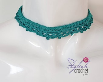 Jade Crochet Choker Necklace. Handmade Lace Necklace. This unique crochet item is the perfect gift idea for someone special. Ready to ship.