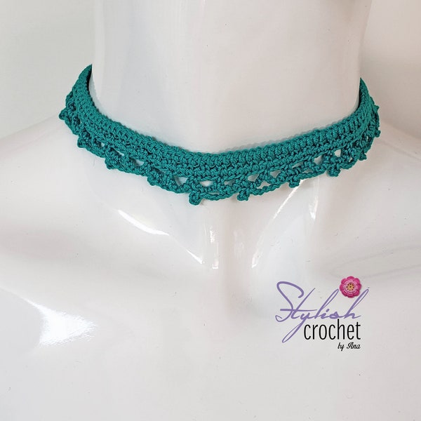 Jade Crochet Choker Necklace. Handmade Lace Necklace. This unique crochet item is the perfect gift idea for someone special. Ready to ship.