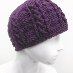 Purple or Amethyst Braided Crochet Hat or Beanie for Women, Perfect for this Winter Time