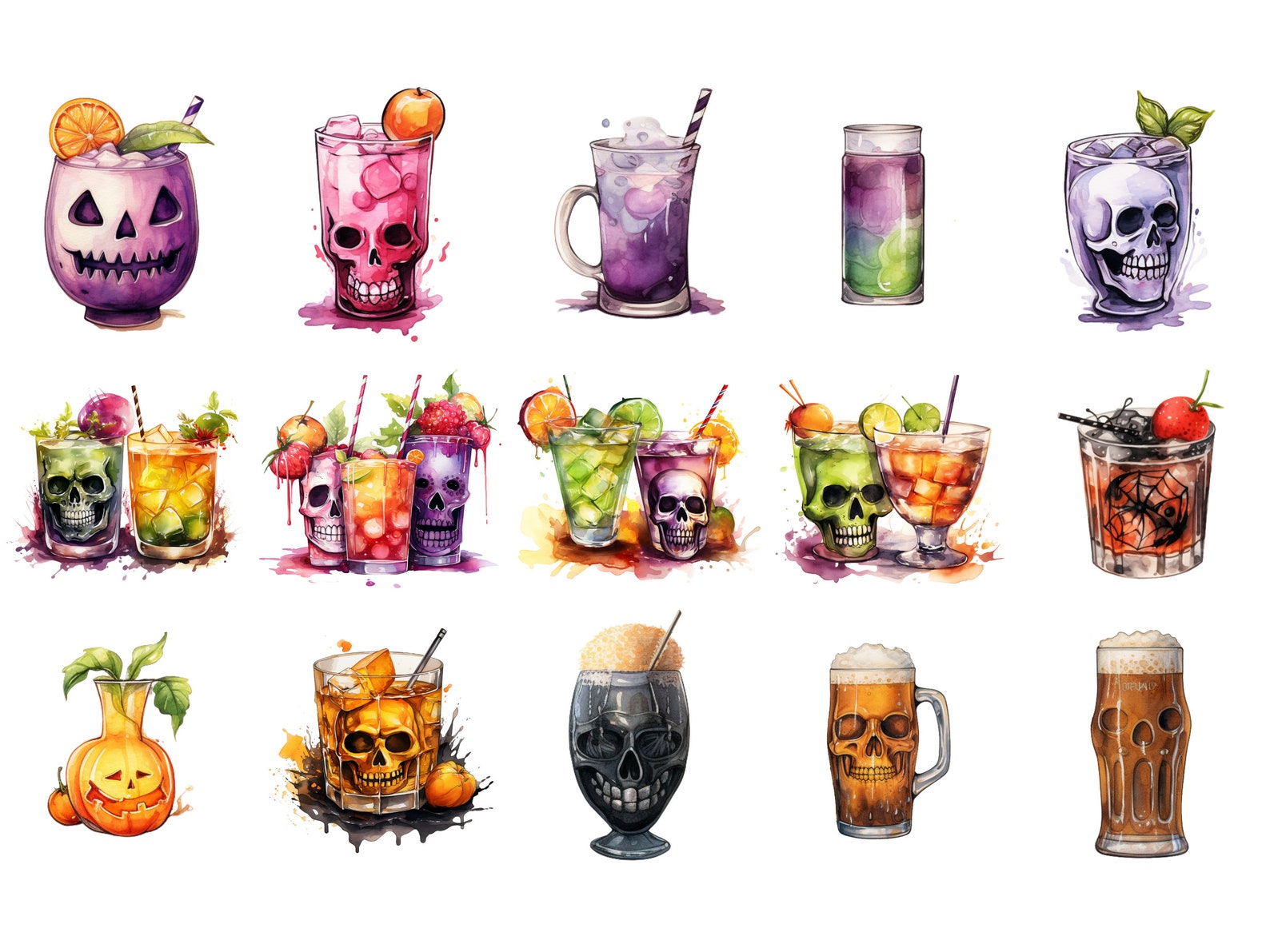 Halloween Cocktails Clipart Halloween Pngs Cocktail Clipart - Etsy