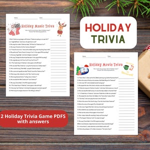 Christmas Trivia Party Games, Holiday Trivia Party Game, Christmas Trivia Digital Download, Movie Trivia Game, Music Trivia Game, Printable