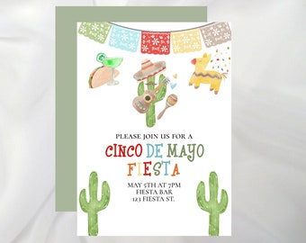 Editable Cinco De Mayo Invitation | Fiesta Party Invitation | Digital Download | Taco Party | Invitation Template