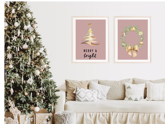 Rose gold christmas wall decor Clearance