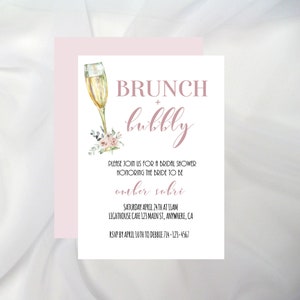 Brunch and Bubbly Bridal Shower Invitation, Editable Bridal Shower Invite, Champagne Invitation, Instant Download, Simple Minimal