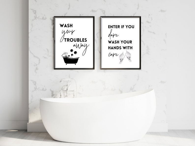 Halloween Bathroom Wall Art Set Bathroom Wall Art Bathroom - Etsy