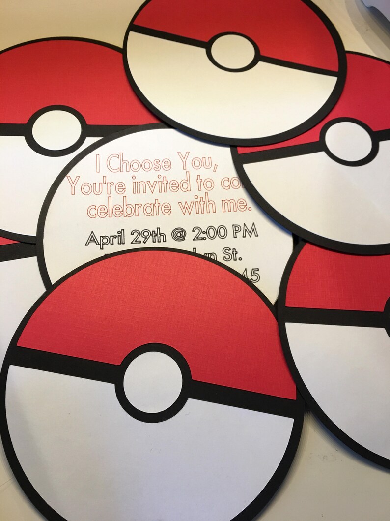 Pokeball invitations pokemon invite pokemon invitations | Etsy