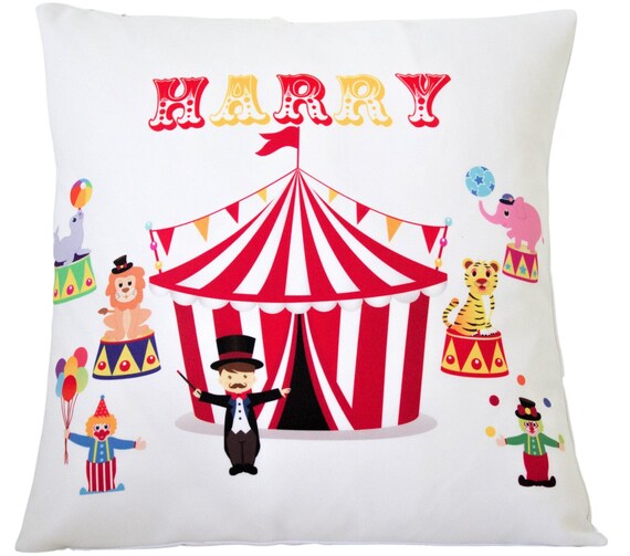 16" white cushion cover girl circus nursery gift Personalised circus big top 16" white cushion cover girl circus nursery gift Personalised circus big top