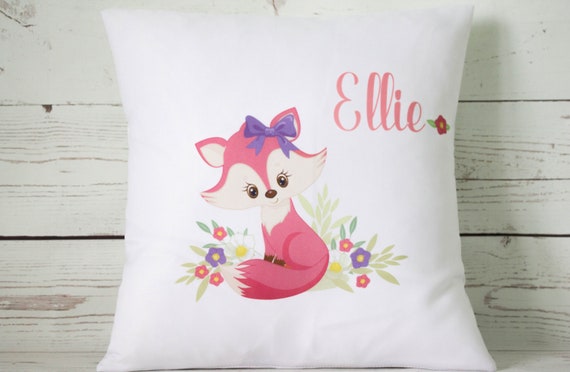 Personalised pink feather girl 16/" white cushion cover Shabby Chic Nursery