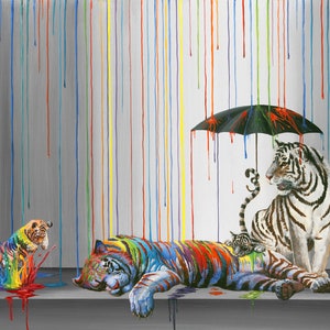 Cataire - illustration de tigre - impression pop art - impression surréalisme - impression d'art - décoration - art mural moderne - peinture de Michael Summers