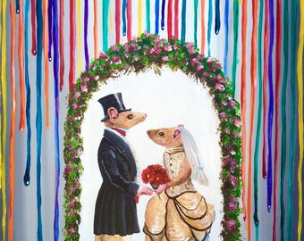 Happily Ever After - mouse illustration - pop art - surrealism print - fine art décor - modern wall art - painting by Michael Summers