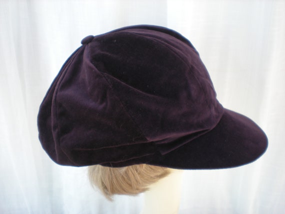 Vintage 90's Deep Purple Velvet Page Boy Cap Gavr… - image 4