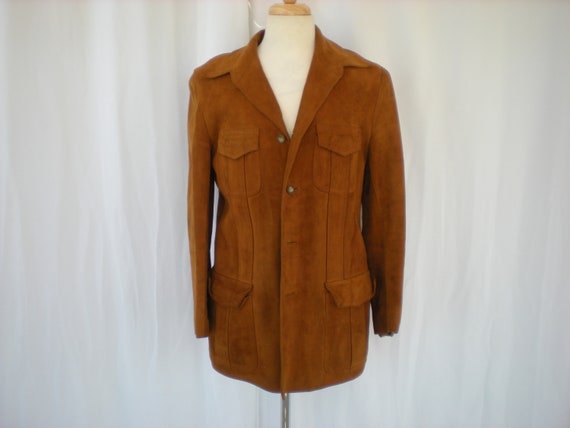 Vintage 60's 70's Rust Orange Brown Suede Leather