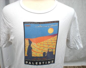 Vintage 80s 90's Visit Palestine T shirt White Large L Gaza Jeruslem