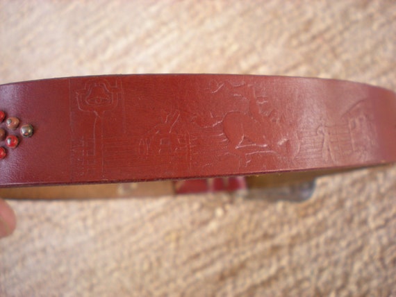 Vintage 40's Child's Tooled Leather Western Cowbo… - image 6