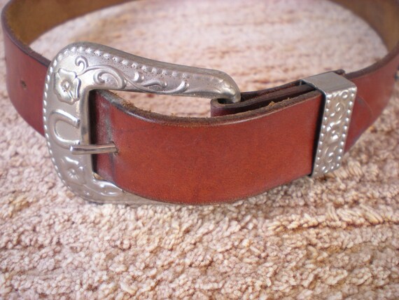 Vintage 40's Child's Tooled Leather Western Cowbo… - image 1