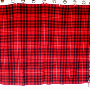 Vintage Pendleton Wool Blanket Red Plaid Tartan 60" X 52" Woolen Mills USA