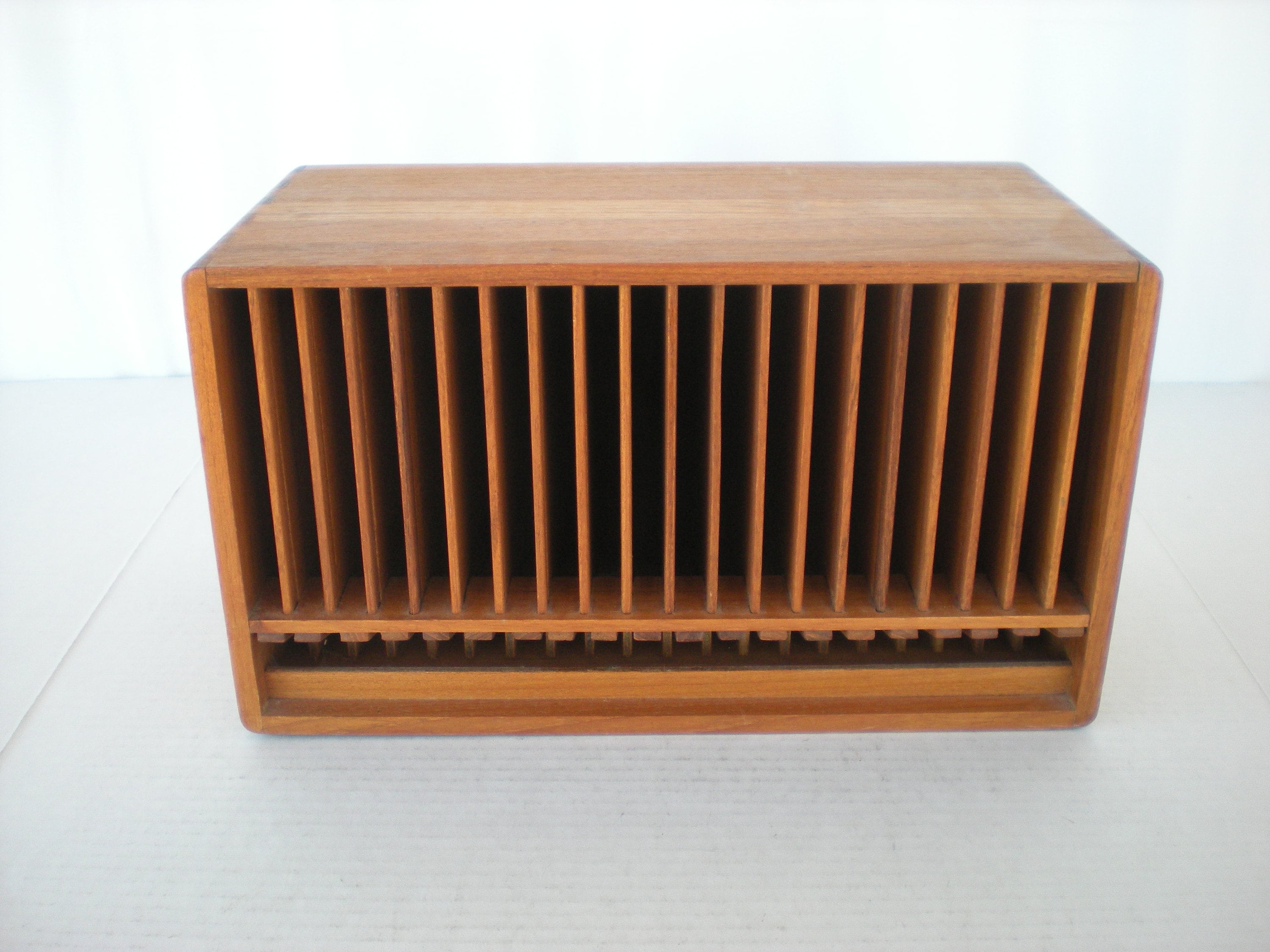 Kalmar Designs CD Holder Teak Wood 20 Slot Mid Century Modern MCM