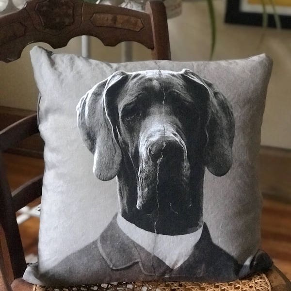 Great Dane kussen, Decor van het huis van de hond, antropomorfe kussen, unieke cadeau idee voor hondenliefhebber, hond Gentleman, unieke Gift (#1004)