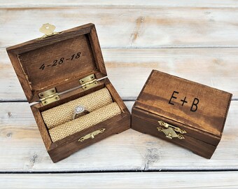 Personalized Ring box | Wedding | Engagement | Proposal | Rustic | Ring Holder | Ring Bearer Box | Anniversary | Wood | keepsake | I do