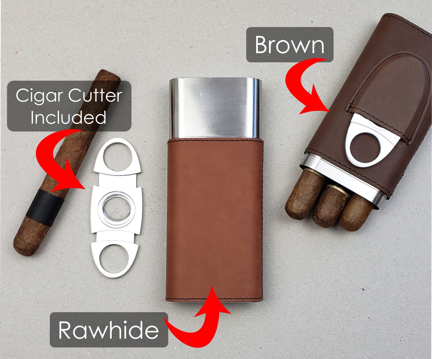 ED51D Holiday Gift Starfish Personalized Leatherette Cigar Case with Cutter Birthday Gifts Personalized Gift