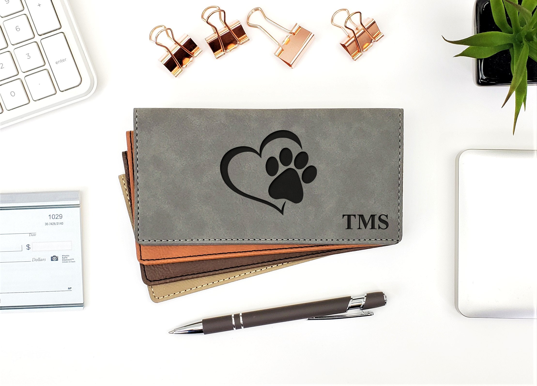 Working Dog Designs Engraved Leatherette Checkbook Cover