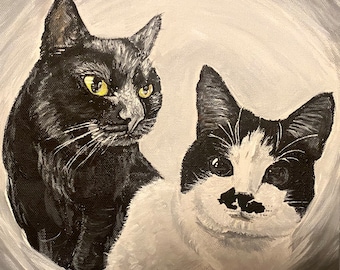 カスタムペットポートレート、猫の絵画