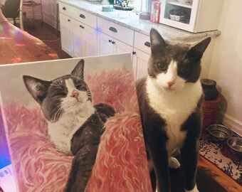 カスタムペットポートレート、猫の絵画