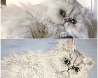 カスタムペットポートレート、猫の絵画