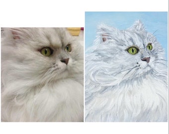 カスタムペットポートレート、猫の絵画