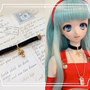 14k Gold Cross Choker - 1/3 1/4 1/6 BJD Accessories