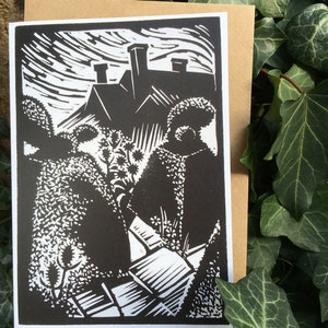 Carte de vœux, impression numérique du jardin de paons, carte, Great Dixter