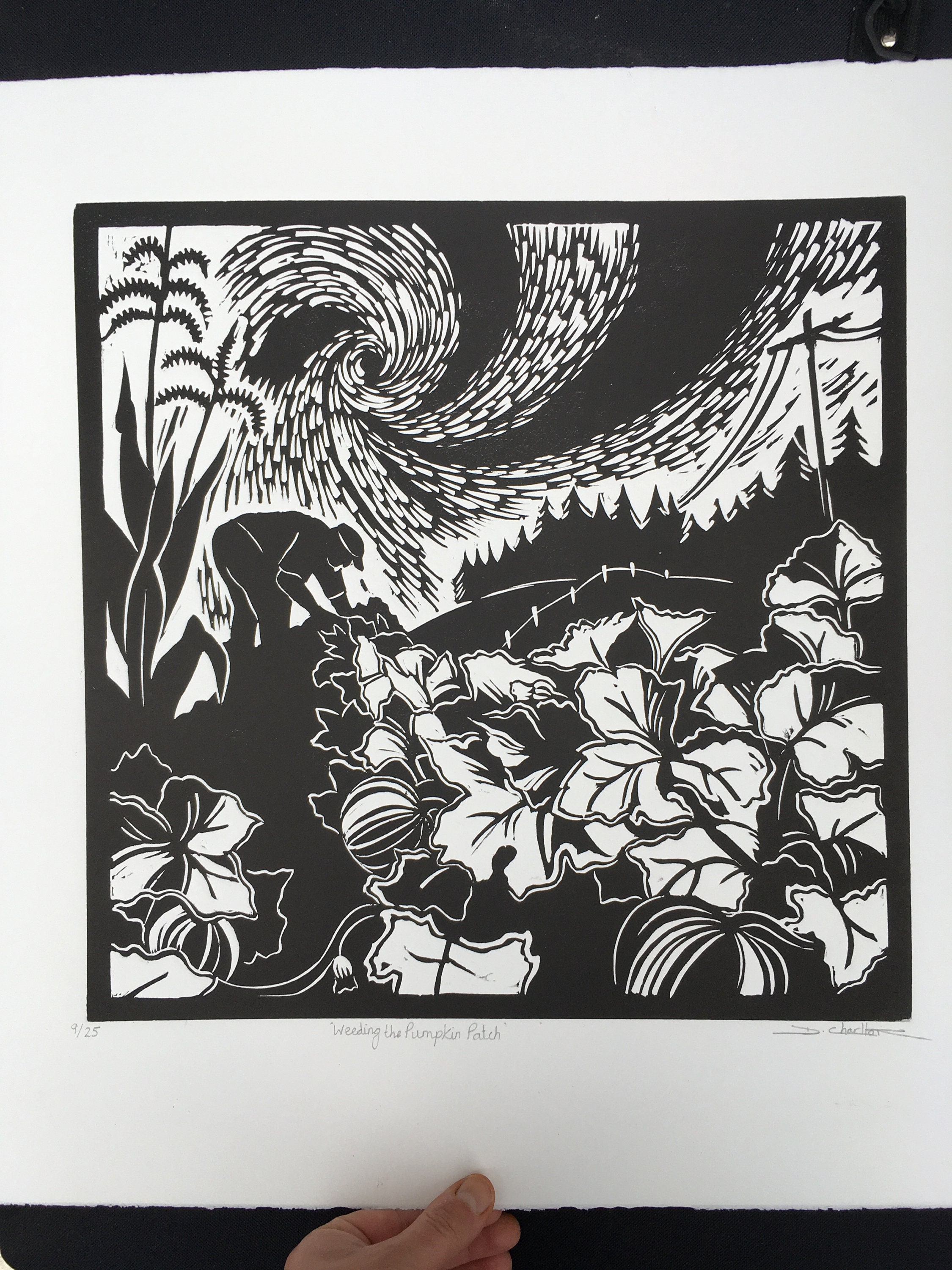 Weeding Pumpkin Patch Limited Edition Linocut - Etsy