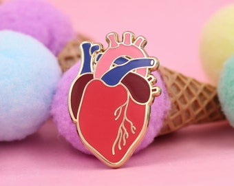 Anatomical Heart Pin Human Heart Charms, Realistic Heart Brooch, Romantic Gift, Scientific Heart Enamel Pin - Lapel Pin for Valentine's Day